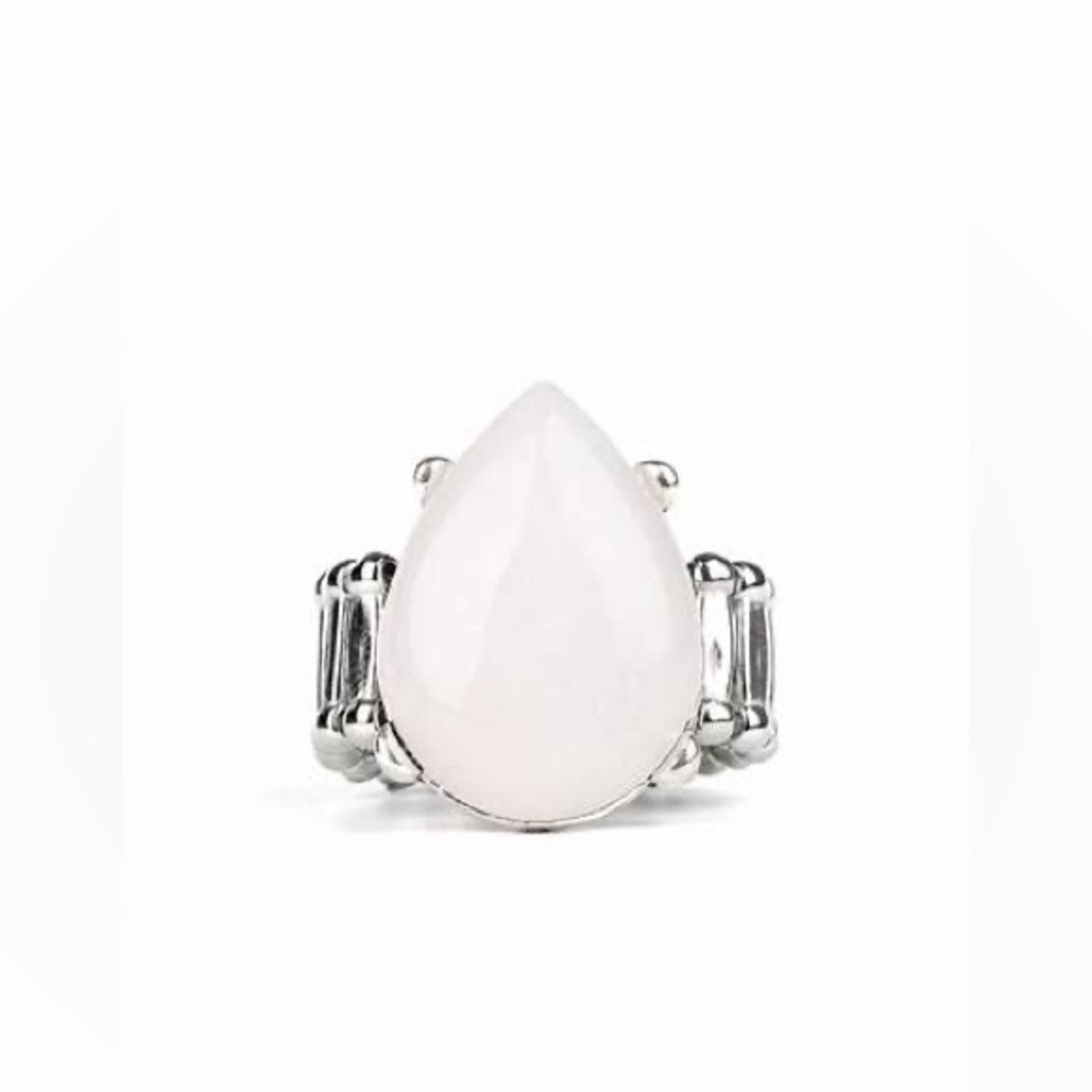 *White stone teardrop ring.